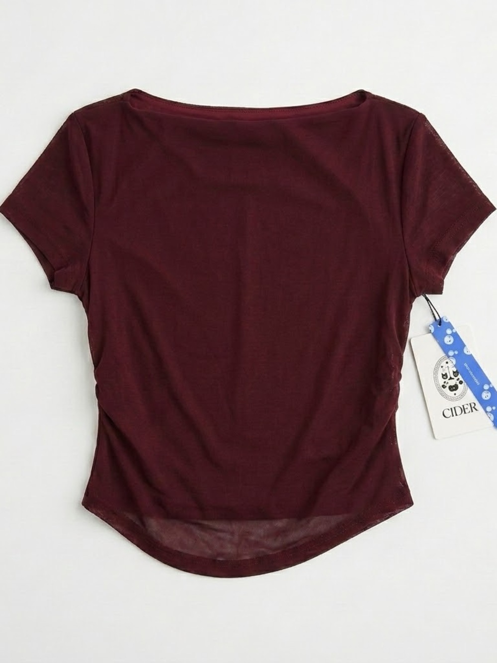 Cider Burgundy Sheer Off Shoulder Top Cami 2 Piece Set Y2K Coquette M NWT
